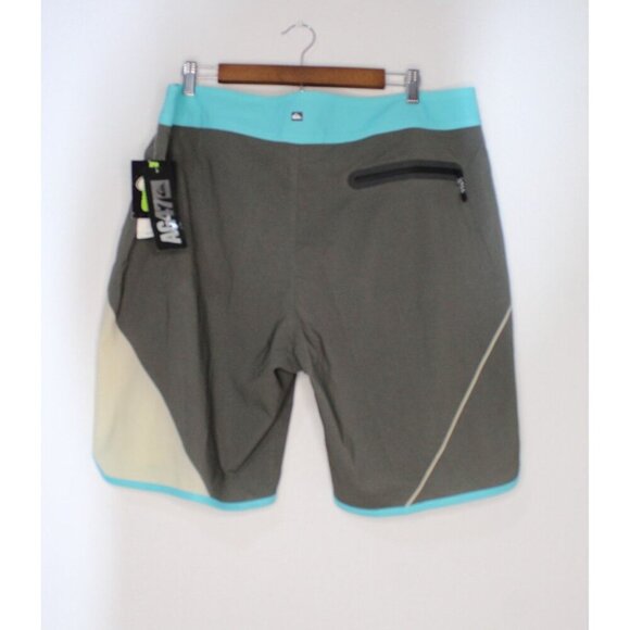 Quick Silver Swim Shorts Men's 38 Gray Blue Scotch Guard Pockets Swimwear Beach - Picture 4 of 12